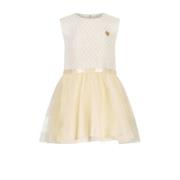 Le Chic baby A-lijn jurk SYMMI met all over print en plooien goud Meis...