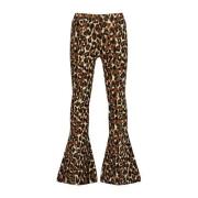 Raizzed flared broek Tine met all over print beige/bruin Meisjes Stret...