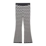 Mango Kids high waist flared broek met all over print zwart/wit Meisje...