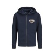 JACK & JONES JUNIOR sweatvest JJELOGO met logo donkerblauw Logo - 140