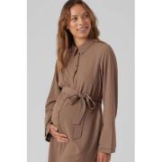 VERO MODA MATERNITY blousejurk VMMPIXI met ceintuur lichtbruin Dames P...