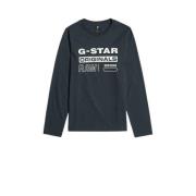 G-Star RAW longsleeve t-shirt l\s regular donkerblauw/wit Jongens Kato...