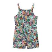 Mango Kids gebloemde playsuit donkerblauw/multicolor Meisjes Katoen Ro...