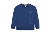 BOSS sweater met logo blauw Jongens Katoen Ronde hals Logo - 128