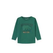 NAME IT MINI longsleeve NMMLASSO met printopdruk antiekgroen Jongens S...