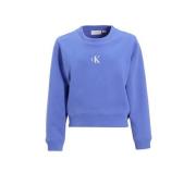 Calvin Klein sweater met logo oprdruk paarsblauw Groen Meisjes Katoen ...