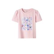 NAME IT MINI T-shirt NMFHELLAS met printopdruk lichtroze Meisjes Katoe...