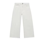 Mango Kids high waist wide leg jeans wit Meisjes Katoen Effen - 128