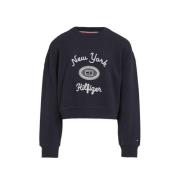 Tommy Hilfiger sweater met printopdruk donkerblauw Meisjes Katoen Rond...