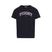 Tommy Hilfiger T-shirt met logo zwart/roze Meisjes Katoen Ronde hals L...