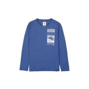 Garcia longsleeve met printopdruk kobalt blauw Jongens Katoen Ronde ha...