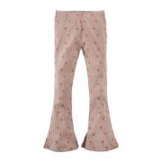 Z8 flared broek Linne met bloemenprint beige/roze Meisjes Stretchkatoe...