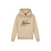 Malelions hoodie Striped Signature met printopdruk beige/donkerblauw S...