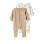 NAME IT BABY baby pyjama met all over print - set van 2 zand/wit Beige...