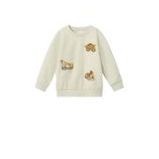 NAME IT MINI sweater NMMNICE met printopdruk ecru Printopdruk - 98