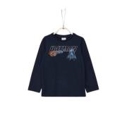 s.Oliver longsleeve met printopdruk donkerblauw Jongens Katoen Ronde h...