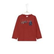 s.Oliver longsleeve met printopdruk donkerrood Jongens Katoen Ronde ha...