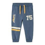 NAME IT MINI regular fit broek met tekst grijsblauw Jongens Sweat Teks...