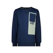 Raizzed sweater Naxos met printopdruk donkerblauw/zachtgroen Printopdr...