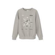 NAME IT KIDS sweater grijs melange Trui Printopdruk - 122/128