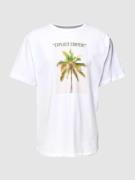 T-shirt met motief- en statementprint, model 'Blurred Palm'