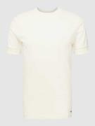 T-shirt met geribde ronde hals, model 'ANTON'