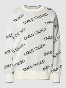 Gebreide pullover met all-over labelprint