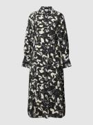 Midi-jurk van viscosemix met all-over motief, model 'DOGMA'