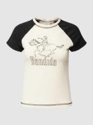 T-shirt met motief- en statementprint, model 'KATINKA'