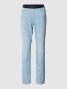 Straight leg jeans met label in band