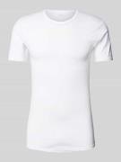 T-shirt met geribde ronde hals, model 'NOBLESSE'