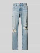 Straight fit jeans met labelpatch