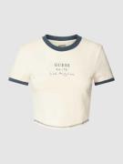 Kort T-shirt met statementprint, model 'SIGNATURE CROP TEE'
