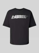 Relaxed fit T-shirt met labelprint, model 'Lightning'