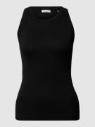 Shaped fit tanktop van geribde jersey met ronde hals