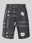 Korte regular fit broek met elastische band, model 'HEART BANDANA'