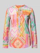 Blouse met all-over motief, model 'Multi Aqua Patch'