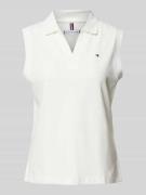 Relaxed fit poloshirt met labelstitching en V-hals