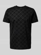 T-shirt met all-over labelprint, model 'Panos'