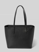 Leren shopper met labelapplicatie, model 'Alyce'