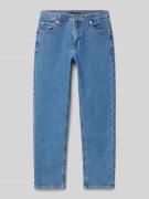 Tapered fit jeans met labeldetails