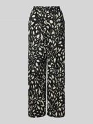 High waist wide leg stoffen broek met structuurmotief, model 'AYA BEA'