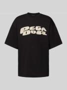 Boxy fit T-shirt met labelprint, model 'DREW'