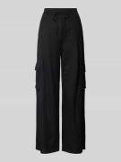 High waist wide leg cargobroek met elastische band, model 'TIKKI'