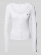 Slim fit shirt met lange mouwen en ronde hals, model 'BUTTON THRU'