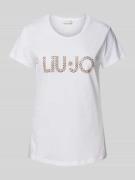 T-shirt met label met siersteentjes