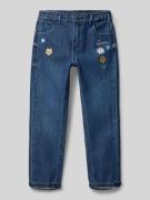 Mom fit leg jeans met bloemenborduursels, model 'RIGID'