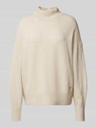 Relaxed fit gebreide pullover van een mix van katoen en wol met opstaa...