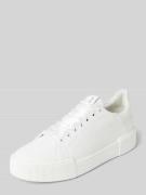 Sneakers van zuiver leer met labeldetail, model 'BASIC'