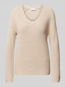 Regular fit gebreide pullover met V-hals en raglanmouwen